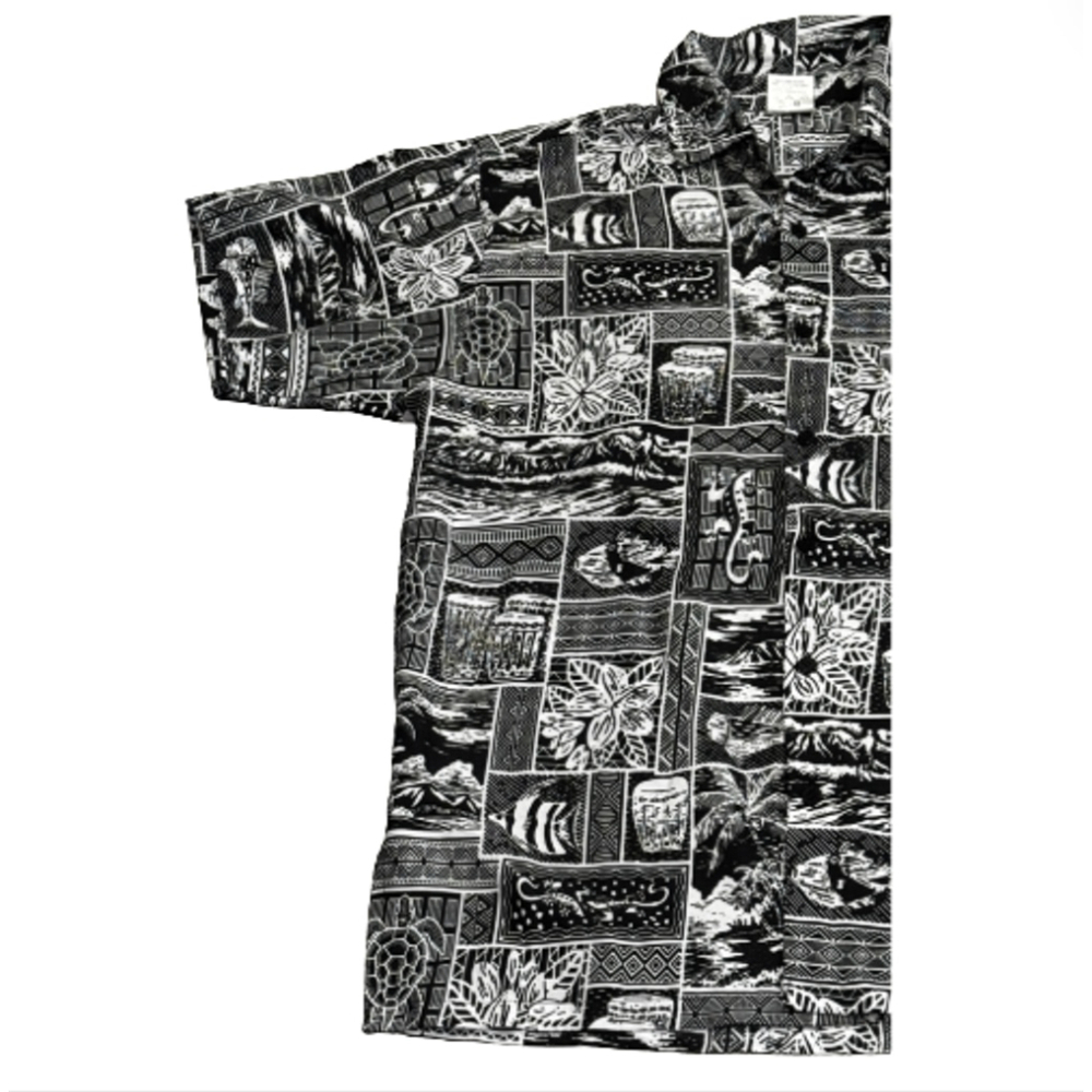 Rima Tropical Hawaiian Black and White Button Down Casual Shirt - Picture 2 of 5